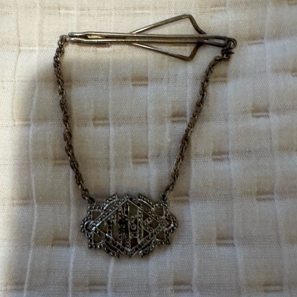 Vintage Silver Tone Brooch Necklace
